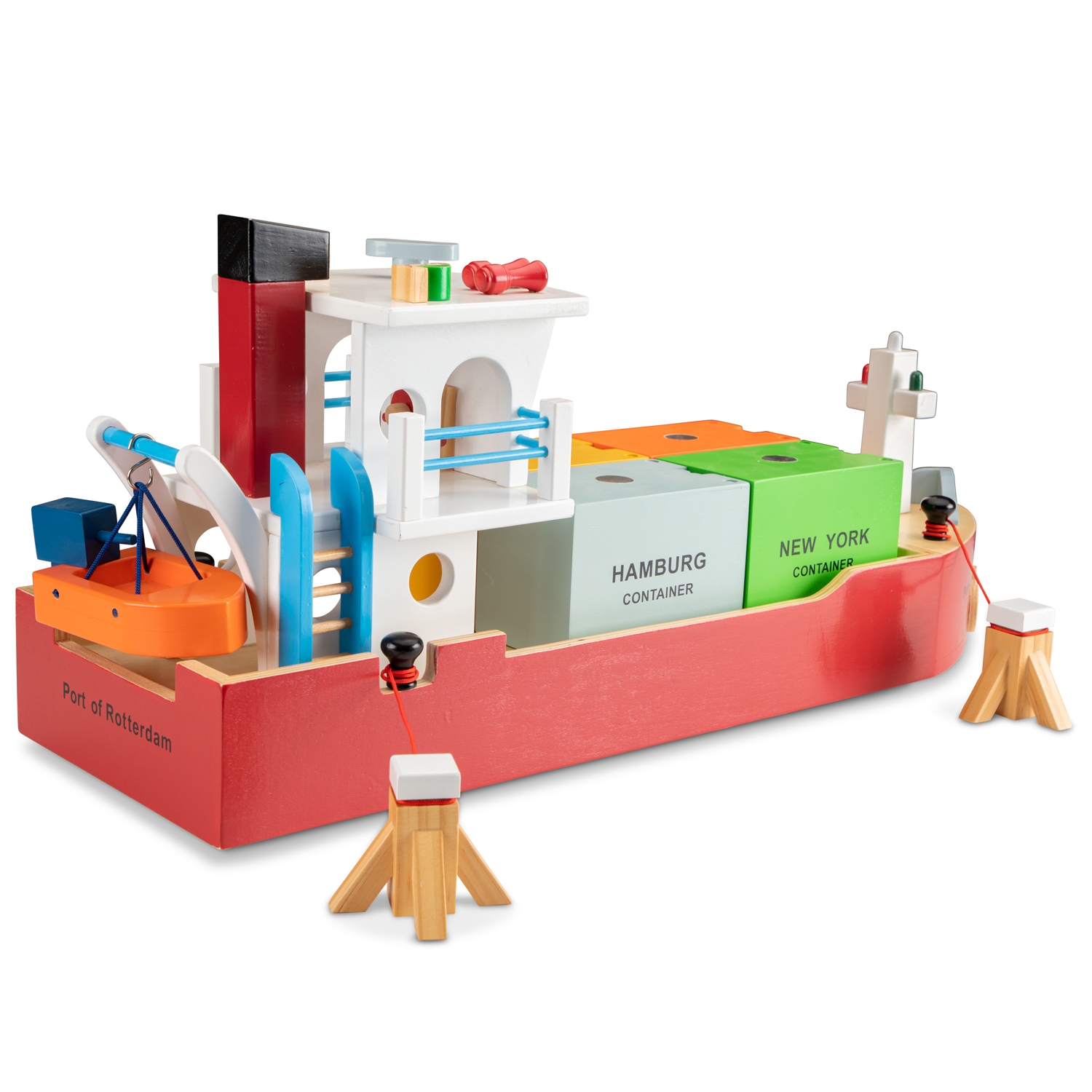Container ship with 4 containers New Classic Toys